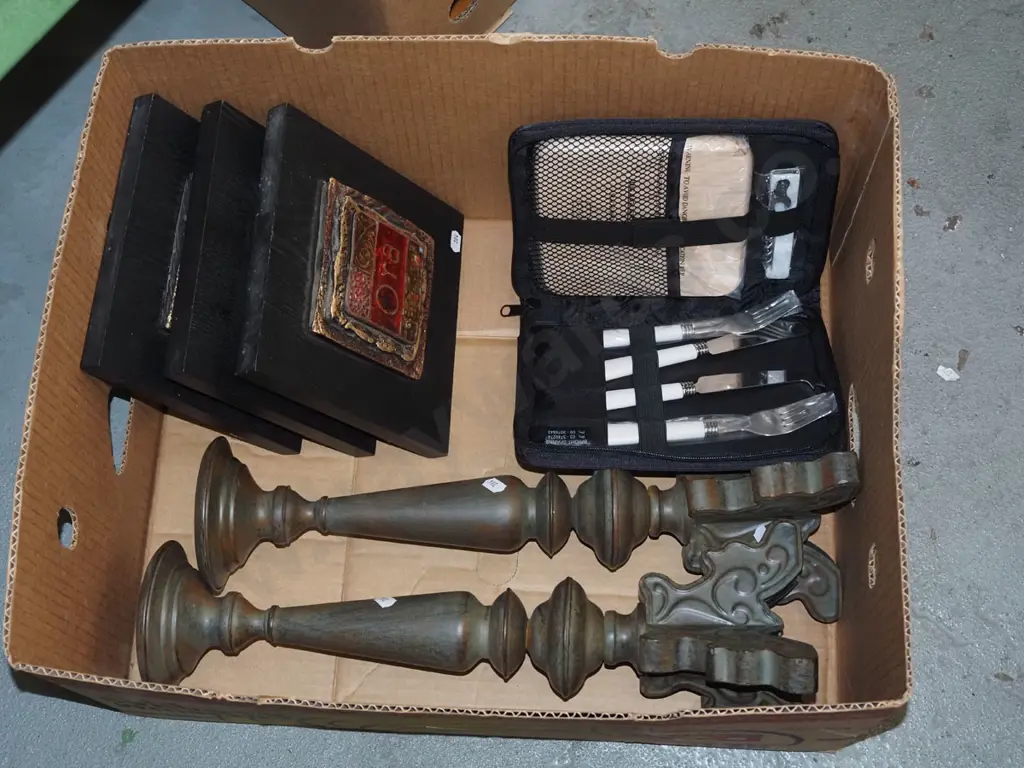 box; large candlesticks, 3x 3D wall art, picnic cheese board set Image 1++