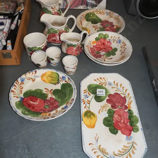 assorted belle fiore dinner items; cups, bowls - stains, crazing etc