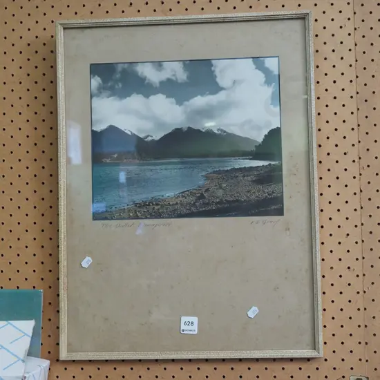 framed photograph - outlet Lake Manapouri