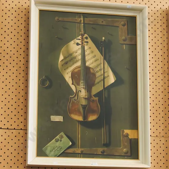 framed print - violin, bow etc