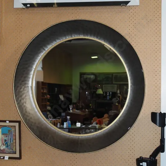 large contemporary tin framed circular wall mirror Diam875