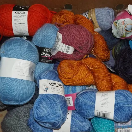 box of knitting yarn