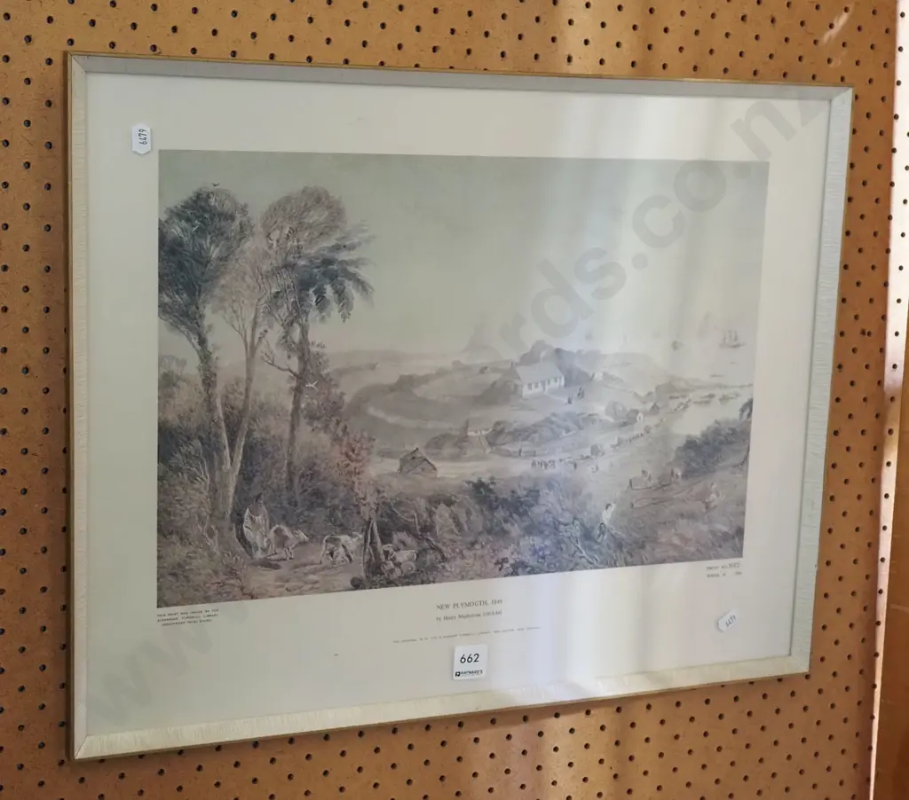 framed historic print - New Plymouth 1849 - fading Image 1++