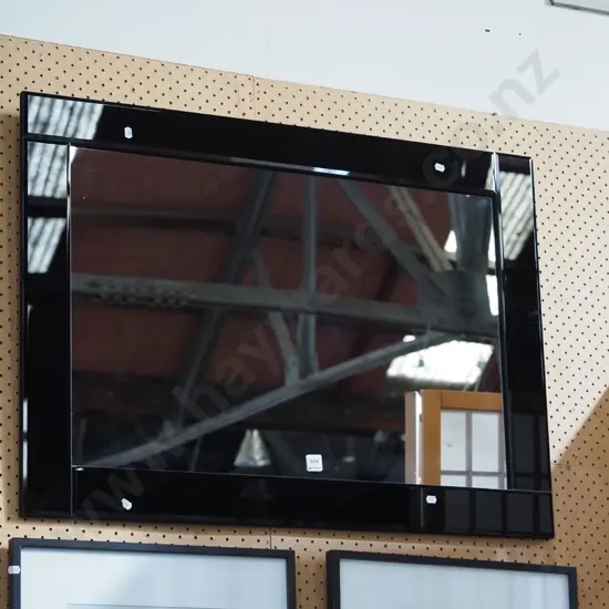 large black glass framed wall mirror H900