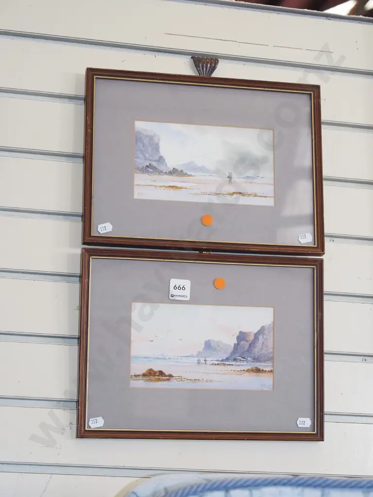 2x small prints - coastal scenes - orange dots Image 1++