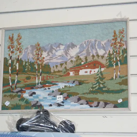 framed needlework - landscape