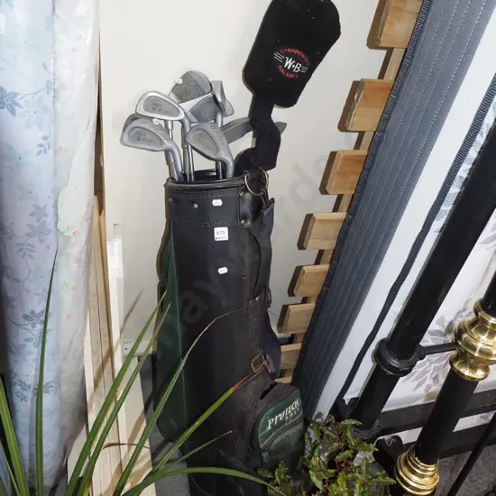 golf clubs and bag