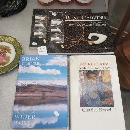 bone carving books, Brian Turner art book and 1 other