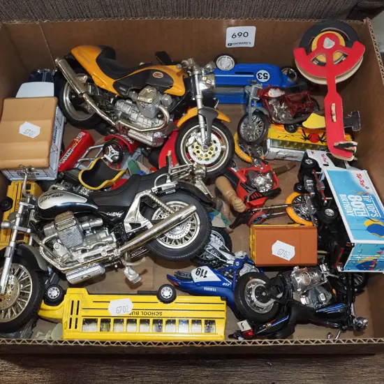 box of toy vehicles