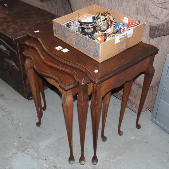 mahogany nest of 3 tables