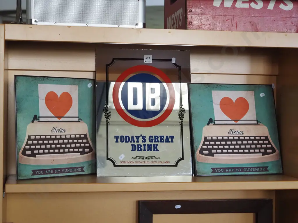 2x prints on tin, unframed DB advertising mirror Image 1++