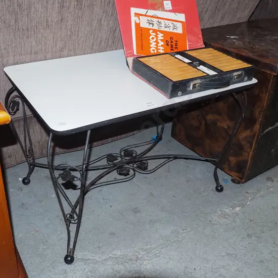 mid century metal based formica top end table