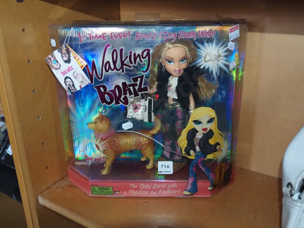 boxed  Walking Bratz  Doll and dog - some damage to box Image 1++