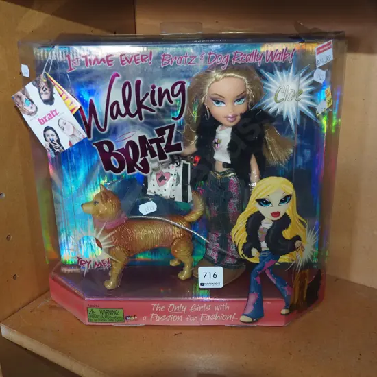boxed  Walking Bratz  Doll and dog - some damage to box