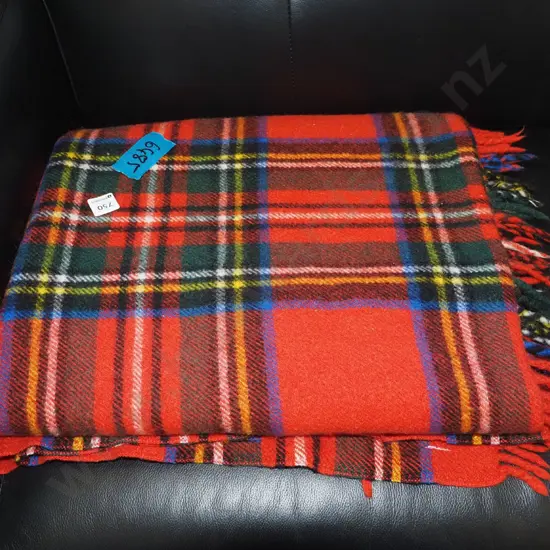 checked woollen travel rug