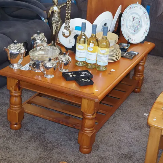 pine 2 tier coffee table H460 W1200 D710