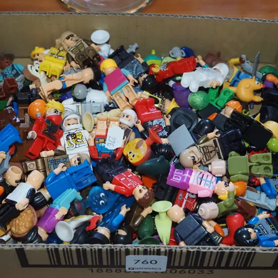 box of Lego figurines