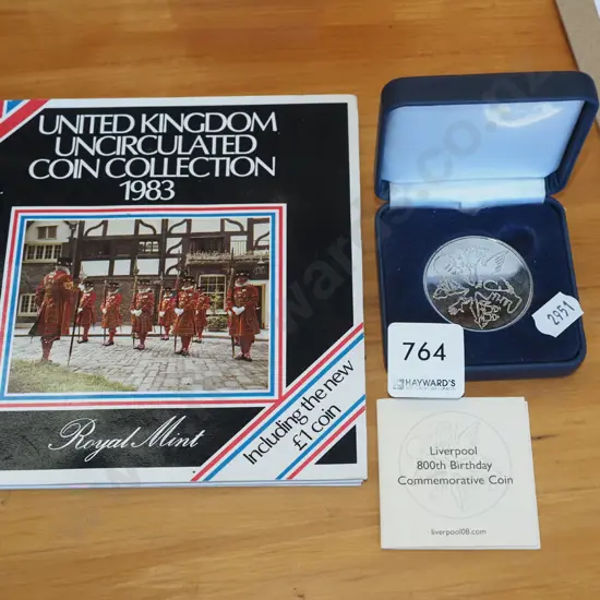 UK coin set, 1 other Liverpool coin