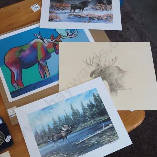 4x unframed Moose prints