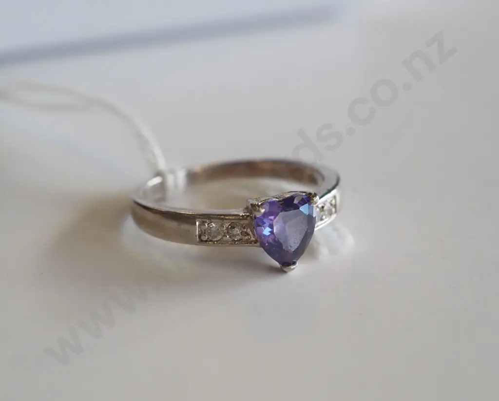 sterling silver and  purple stone ring Image 1++