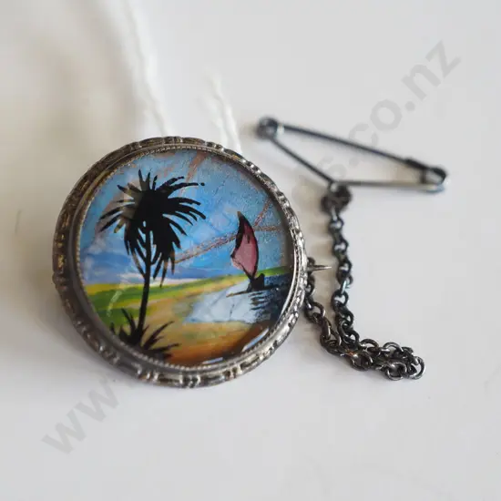 tropical island themed butterfly wing brooch
