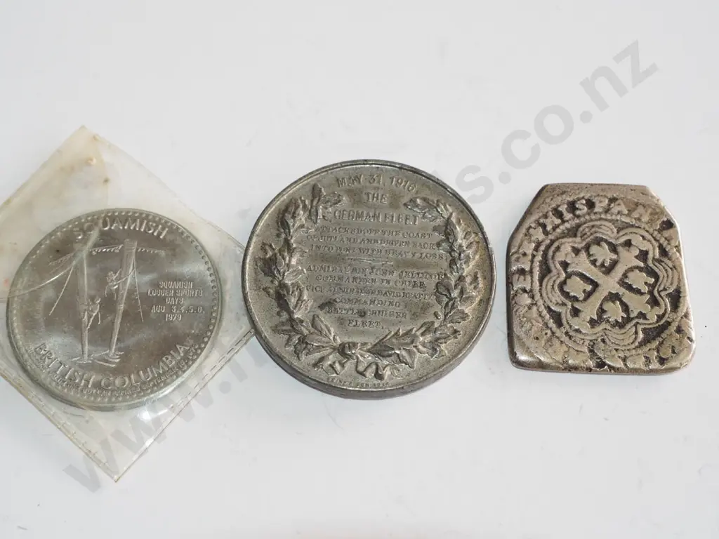 1916; German fleet medalion & 2 other coins Image 1++