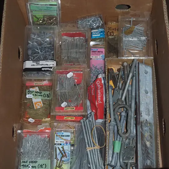 box of nails, screws, bolts etc