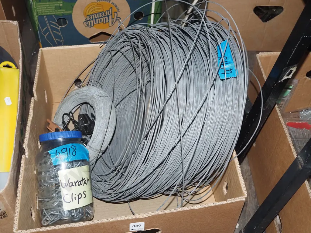 box of fencing wire, warratah clips etc Image 1++