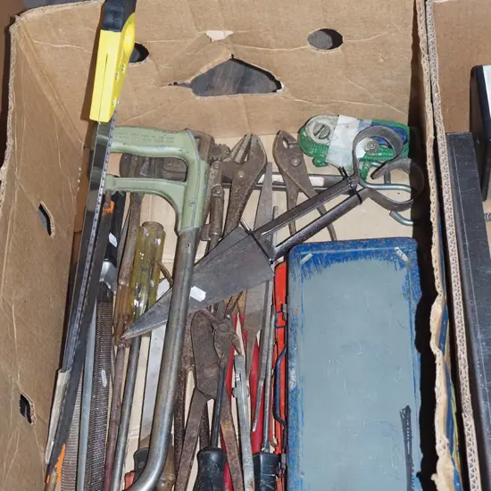 box; part socket sets, pruning saw etc