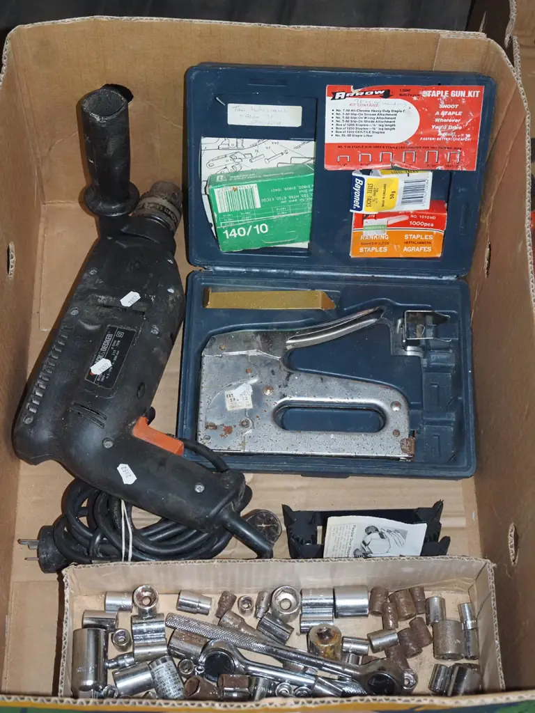 box; electric drill, sockets, staple gun etc Image 1++
