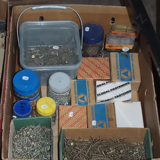 box; various screws