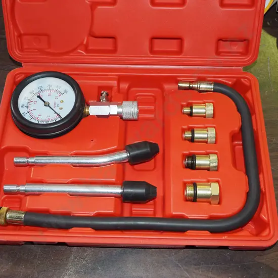 boxed 8 piece petrol compressor tester kit