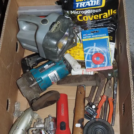box; nibbler, torches, coveralls etc