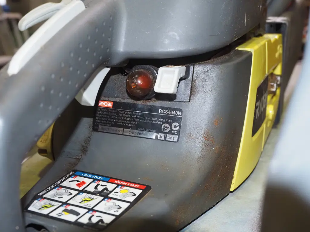 Ryobi chainsaw with accessories; tool box, fuel container, chain bar oil etc Image 1++