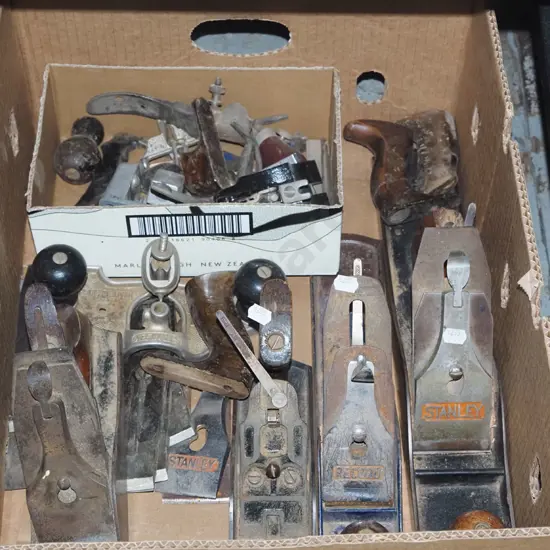 box; broken hand planes etc