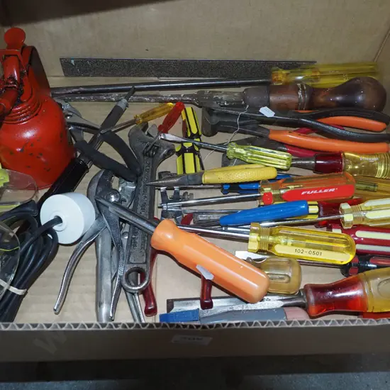 box; screwdrivers, oiler, safety glasses etc