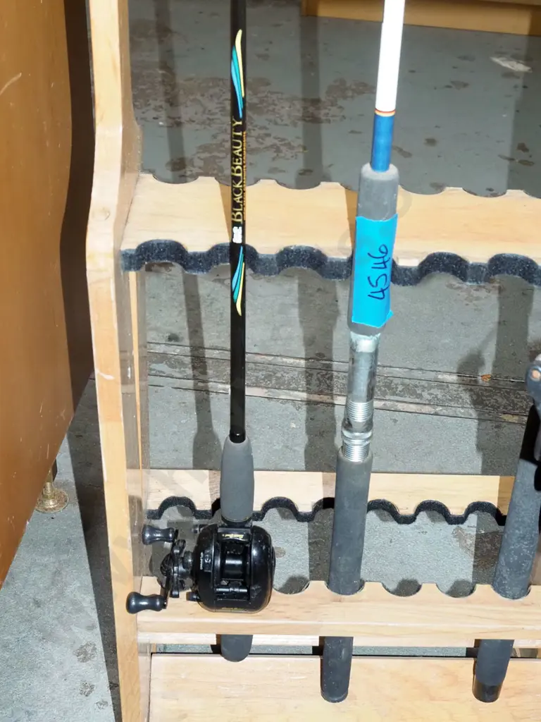 1x fishing rod, 1x fishing rod and reel - orange dots Image 1++