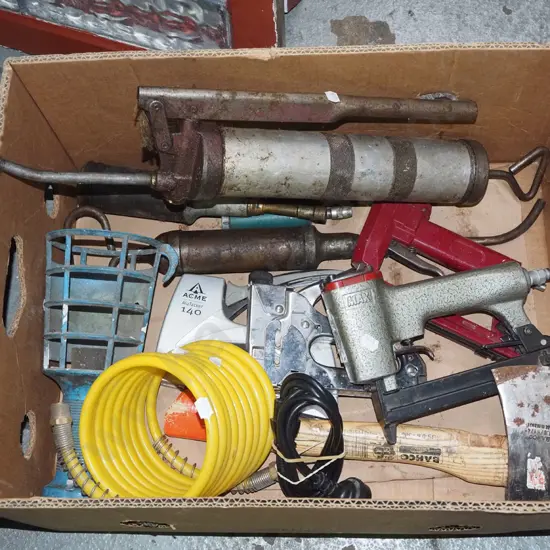 box; grease gun, air powered staplers etc
