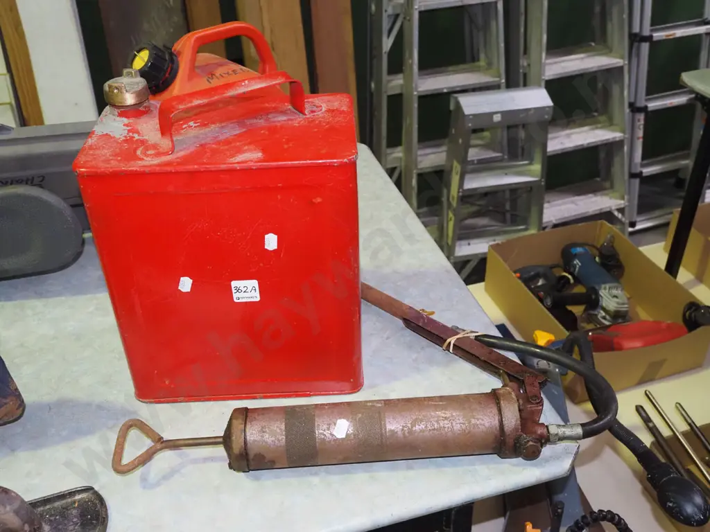 vintage fuel can, lever action grease gun Image 1++