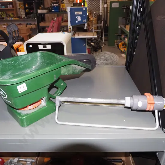 garden sprinkler, hand held fertiliser spreader