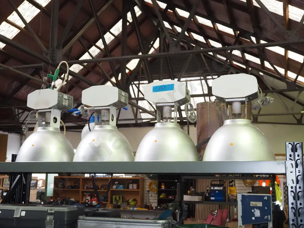 4x industrial light fittings - orange dots Image 1++