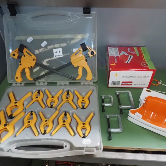 cased clamps, double faced glass, cleaner etc