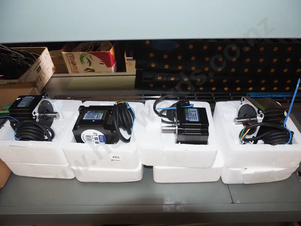 shelf of as new parts to make a CNC machine (Computer Numerical Control)- motors, controllers, tracks, cables etc Image 1++