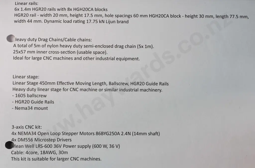 shelf of as new parts to make a CNC machine (Computer Numerical Control)- motors, controllers, tracks, cables etc Image 1++