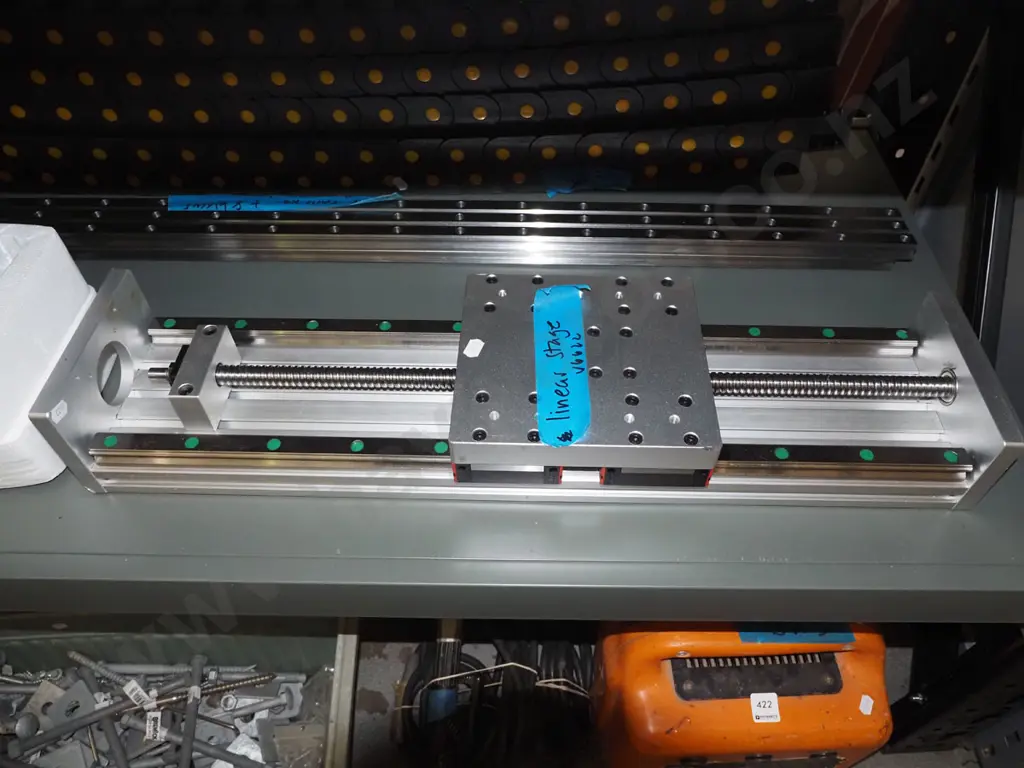 shelf of as new parts to make a CNC machine (Computer Numerical Control)- motors, controllers, tracks, cables etc Image 1++