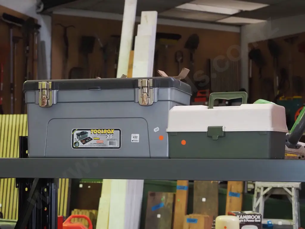 2x plastic tool boxes - orange dots Image 1++