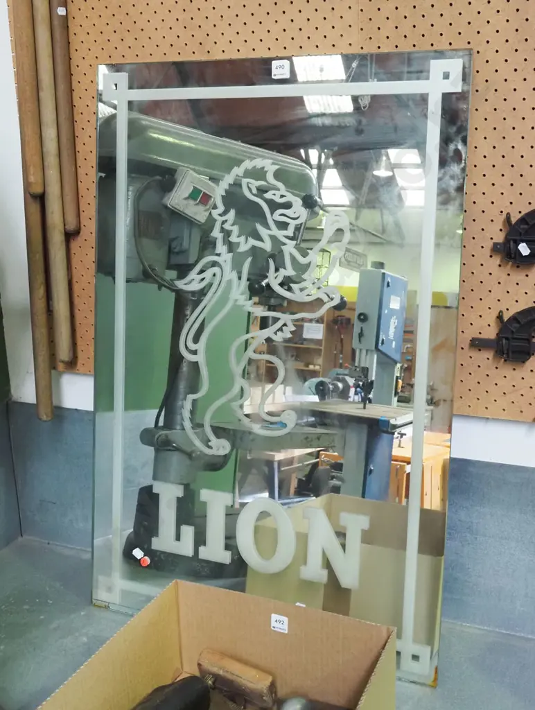 Lion Breweries advertising mirror H915 W610 Image 1++