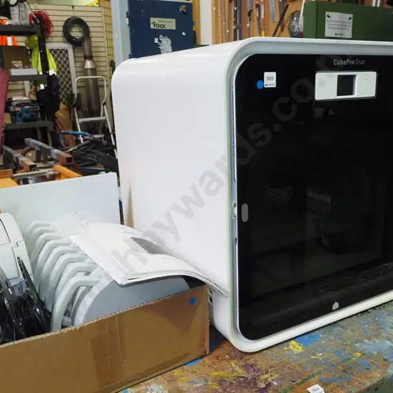 Cube Pro Duo 3D printer with a box additional 3D filaments - blue dots