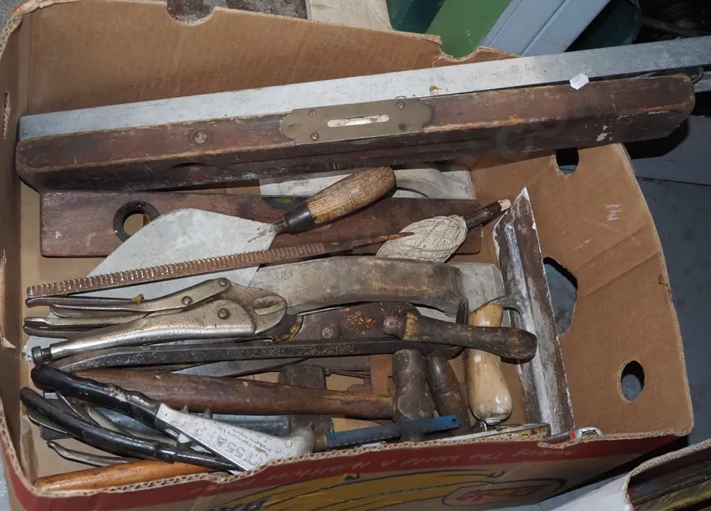 box; spirit levels, clamps, vice grips etc Image 1++