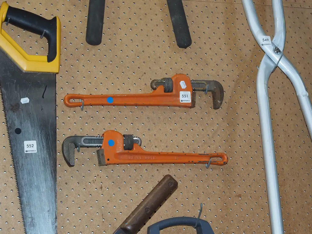 2x pairs of plumbers stilsons - blue dots Image 1++